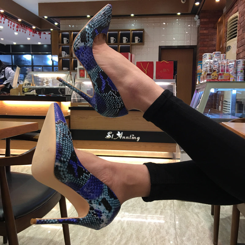 Snakeskin Pumps Leather Shoes