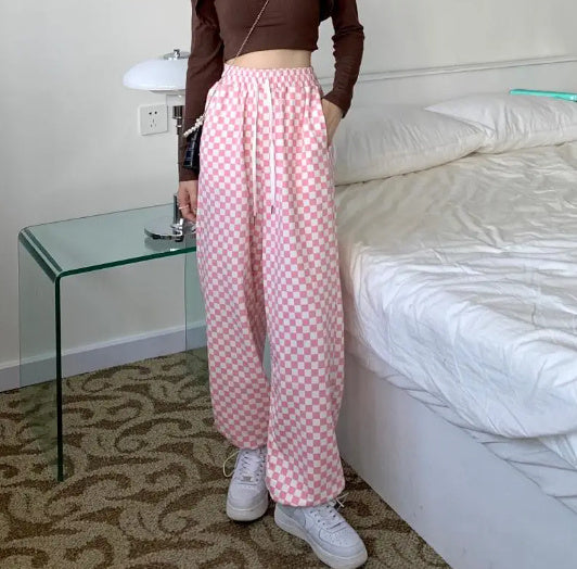Plaid Leisure Tappered Sweatpants Spring