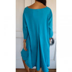 Spring And Summer Loose-fitting Plus Size V-neck Mid-length Dress
