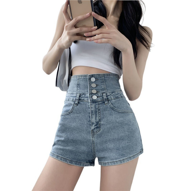 Summer High Waist Denim Rope Shorts For Women