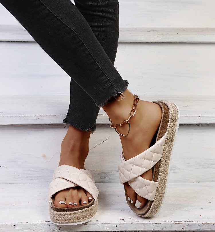 New Fashion Cross Toe Platform Sandals And Slippers Women