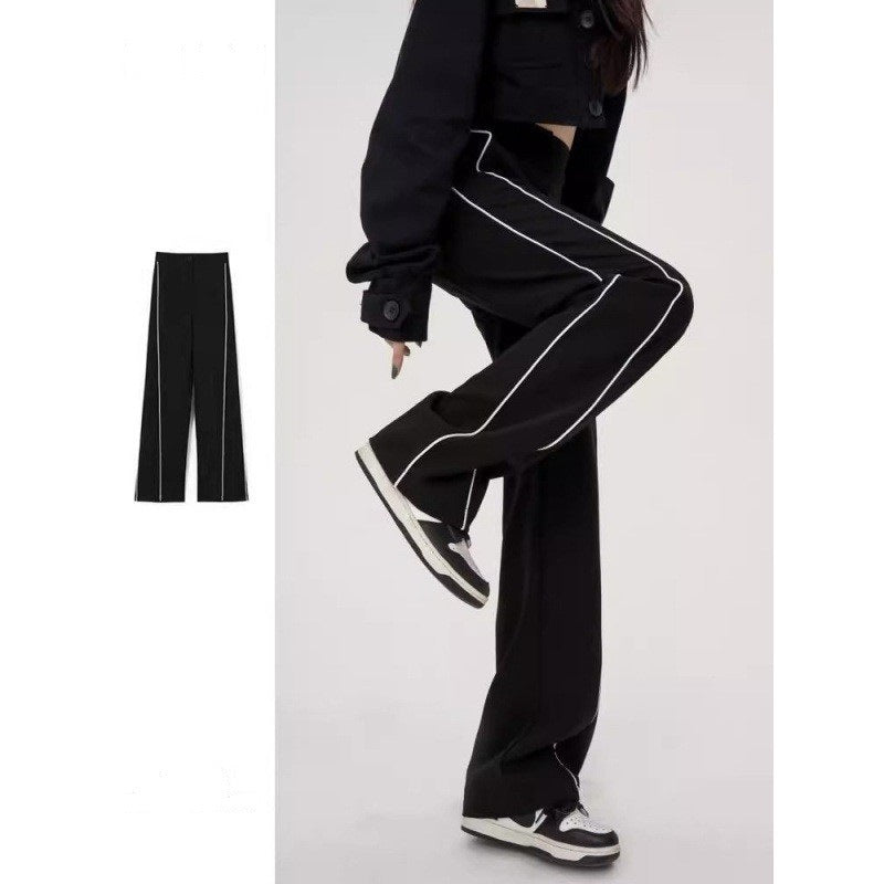 Women's Fashion Loose High Waist Straight Casual Sports Pants