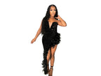 Women's Wear Pure Color Tube-top Backless Sequins Feather Dress