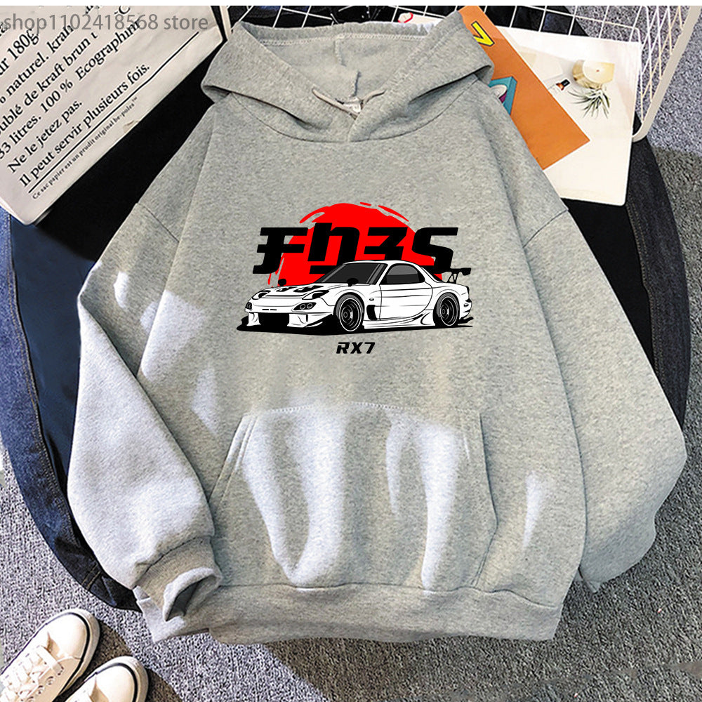 New Car Printed Cotton Hoodie Casual