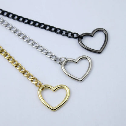 Fashion Jewelry 2024 New Slip Chain Necklace Heart O-Ring Rock Cuban Long Necklace Adjustable Heart Shaped Lock Core With Key