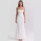 Women's Solid Color Sleeveless Sling Square Collar Backless Dress