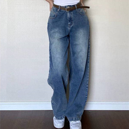 Women's Plus Size Retro High Waist Wide Leg Jeans