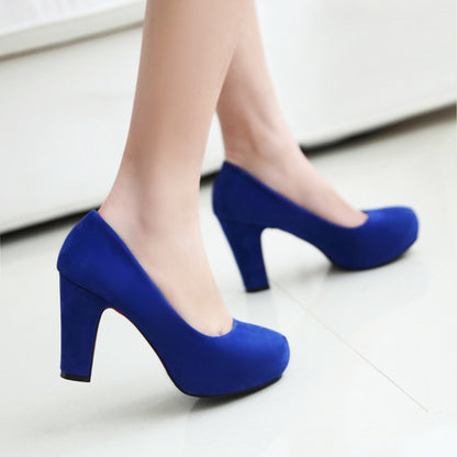 Shallow Mouth Suede Pumps Thick Heel Water Platform Super High Heel