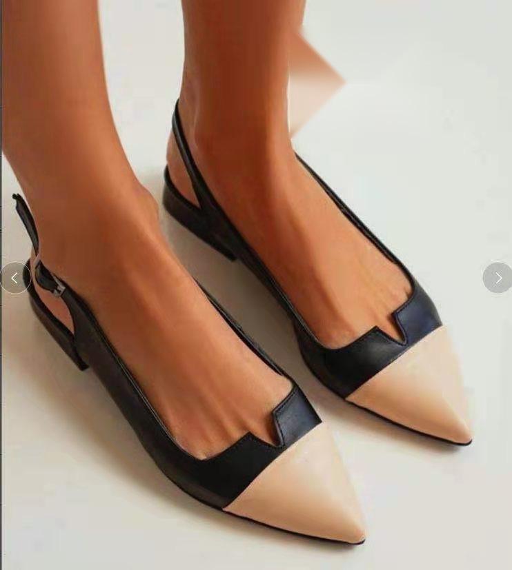 Women's Shoes Pointed Toe Flat Bottom Pumps Color Matching Large Size Low Heel