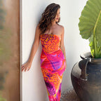 Elegant Printed Sleeveless Tight High Waist Long Dress