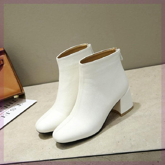 Autumn And Winter New Short Boots Square Toe Women