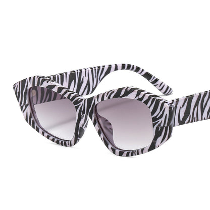 Striped Small Frame Geometry Sunglasses