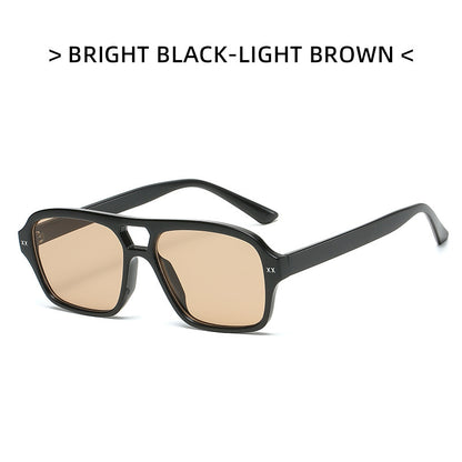 Retro Double Bridge Polygonal Sunglasses