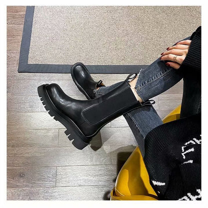 Fashion thick-soled smoke tube boots women