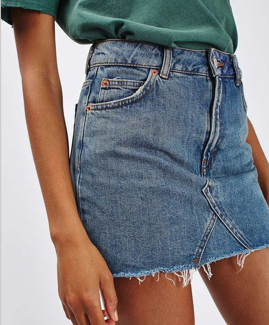 High Waist Denim Mini Jeans Skirt