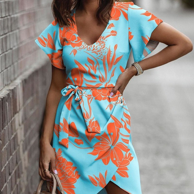 Summer Commuter Mid-waist Printing Dress