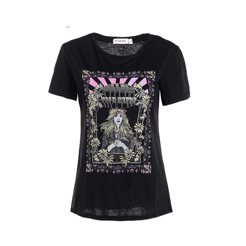 Retro printed T-Shirt Top for women