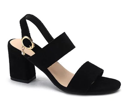 Suede Block Heels Sandals