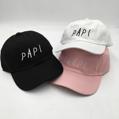 Pink White Black Alphabet Embroidery Papi Baseball Cap