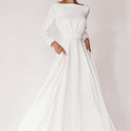 Long Sleeve Round Neck Backless Swing Dress