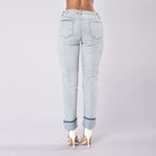 Pleats wear out elastic jeans