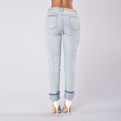 Pleats wear out elastic jeans