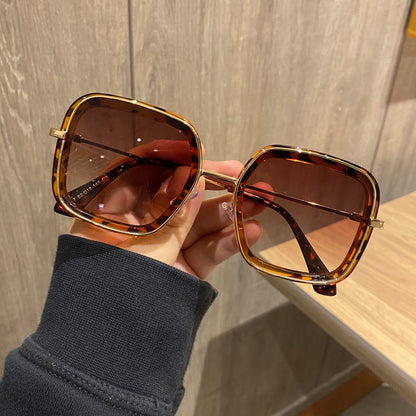 Retro Big Frame Square Brown Sunglasses For Women