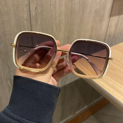 Retro Big Frame Square Brown Sunglasses For Women