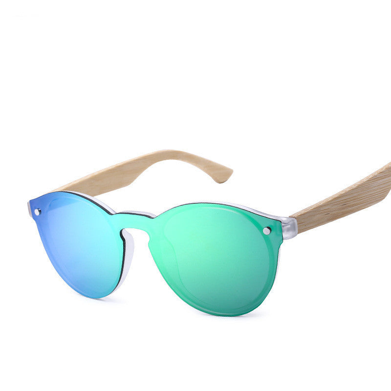 Color Film Wood Round Sunglasses