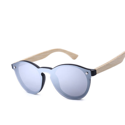 Color Film Wood Round Sunglasses