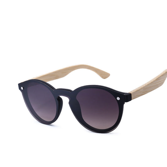 Color Film Wood Round Sunglasses