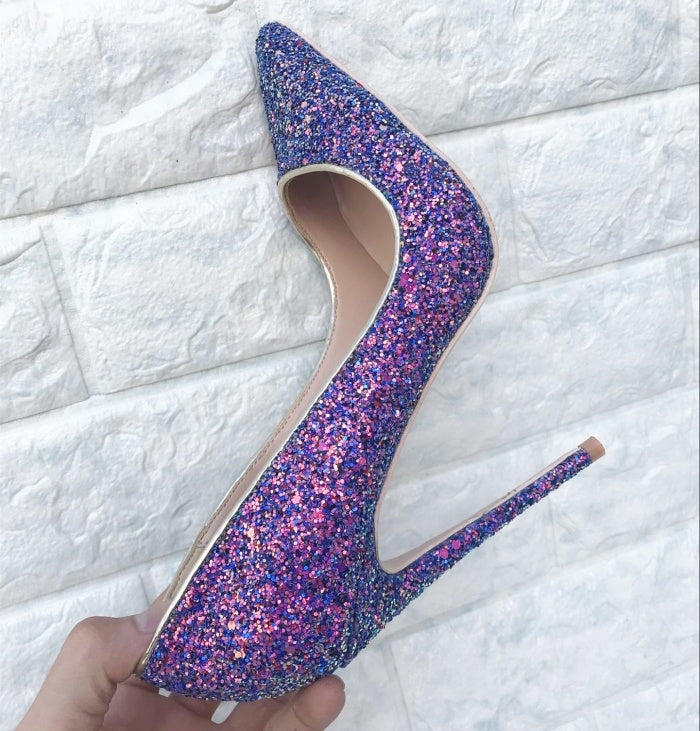 Symphony purple sequin high heels