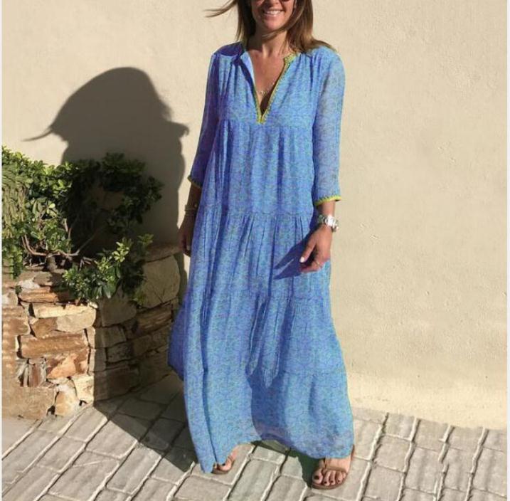 Women's Long Sleeve Bohemian Base Dress