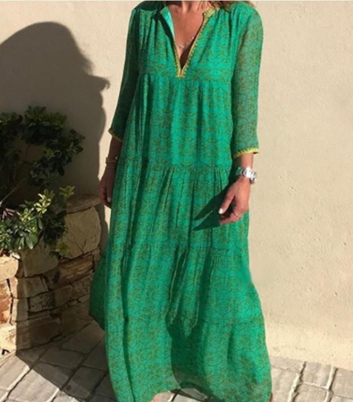 Women's Long Sleeve Bohemian Base Dress