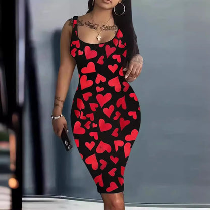 Letter Print Fashion Sleeveless Dress Women