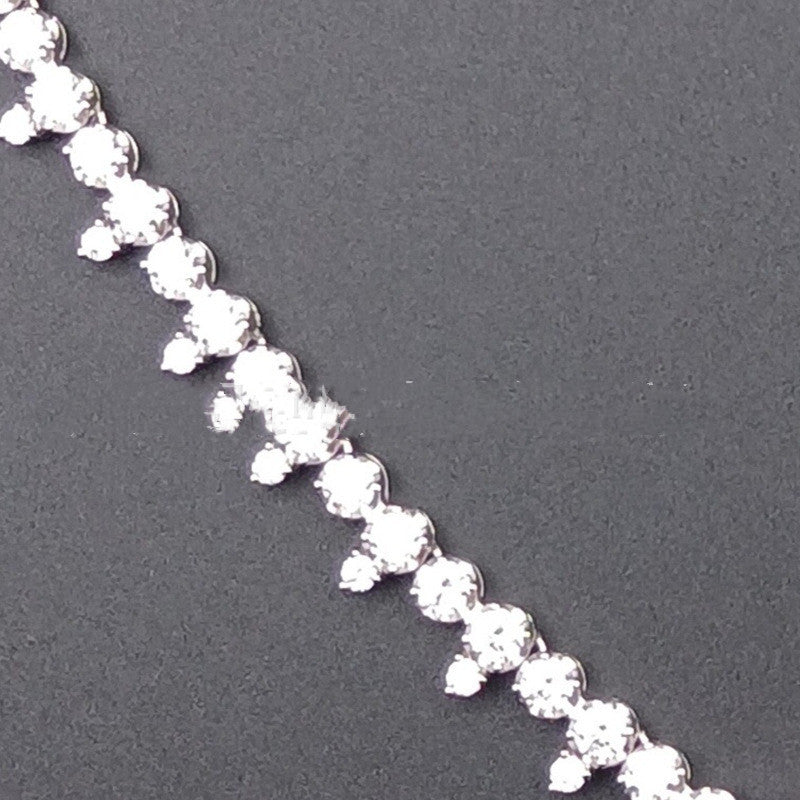 Zhou Hengfu Jewelry S925 Silver Cubic Zirconia Necklace Necklace Women