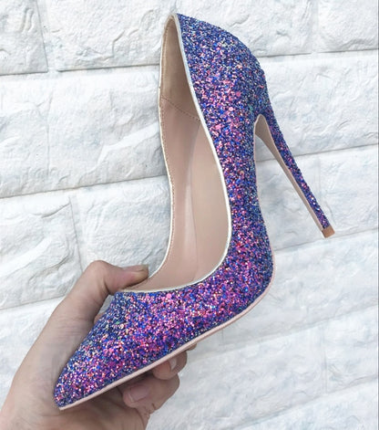 Symphony purple sequin high heels