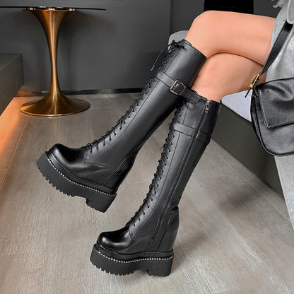 Black inner heightened Martin boots heel