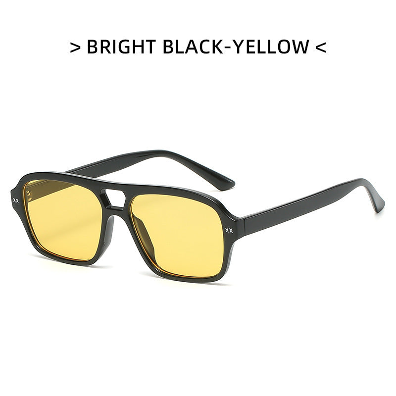 Retro Double Bridge Polygonal Sunglasses