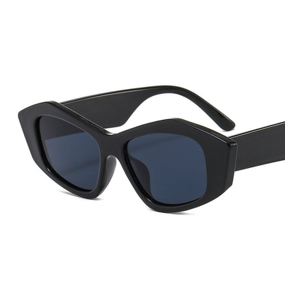 Striped Small Frame Geometry Sunglasses