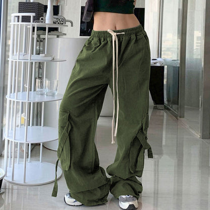 Ins Ribbon Workwear Casual Pants