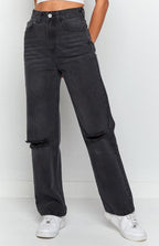 Women's Jeans Loose Hole High Waist