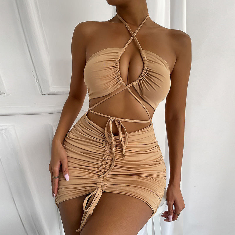 Girl Style Summer Wear Halter Spaghetti Straps Dress