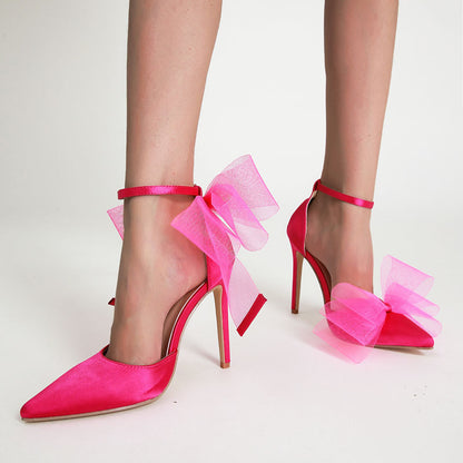 Plus Size Bow Stiletto Pointed Toe Pumps