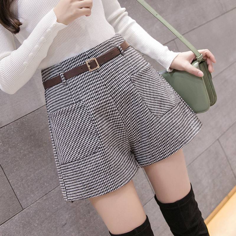 Woolen Women's Outer Wear Wide Leg Shorts Women's Winter High Waist