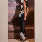 Retro Printed Sleeveless Hollow Sexy Slim Fit Color-matching Dress