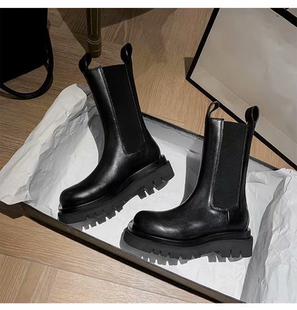 Fashion thick-soled smoke tube boots women