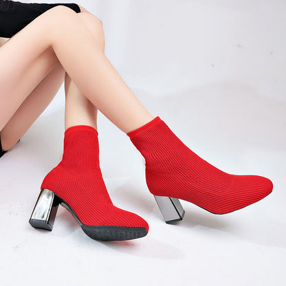 Elastic boots women high heels