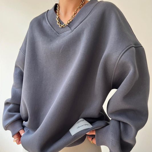 Women's Loose Sweater V-neck Long Sleeve