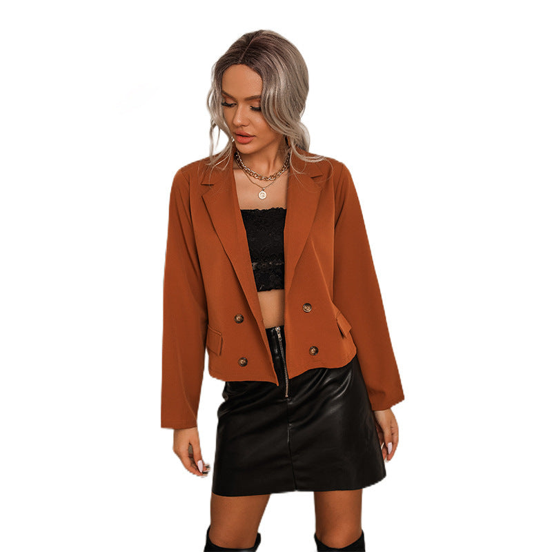 Women's Small Coffee Color Vintage Suit Short Jacket